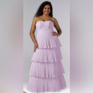 Elegant Lavender Strapless Tiered Dress